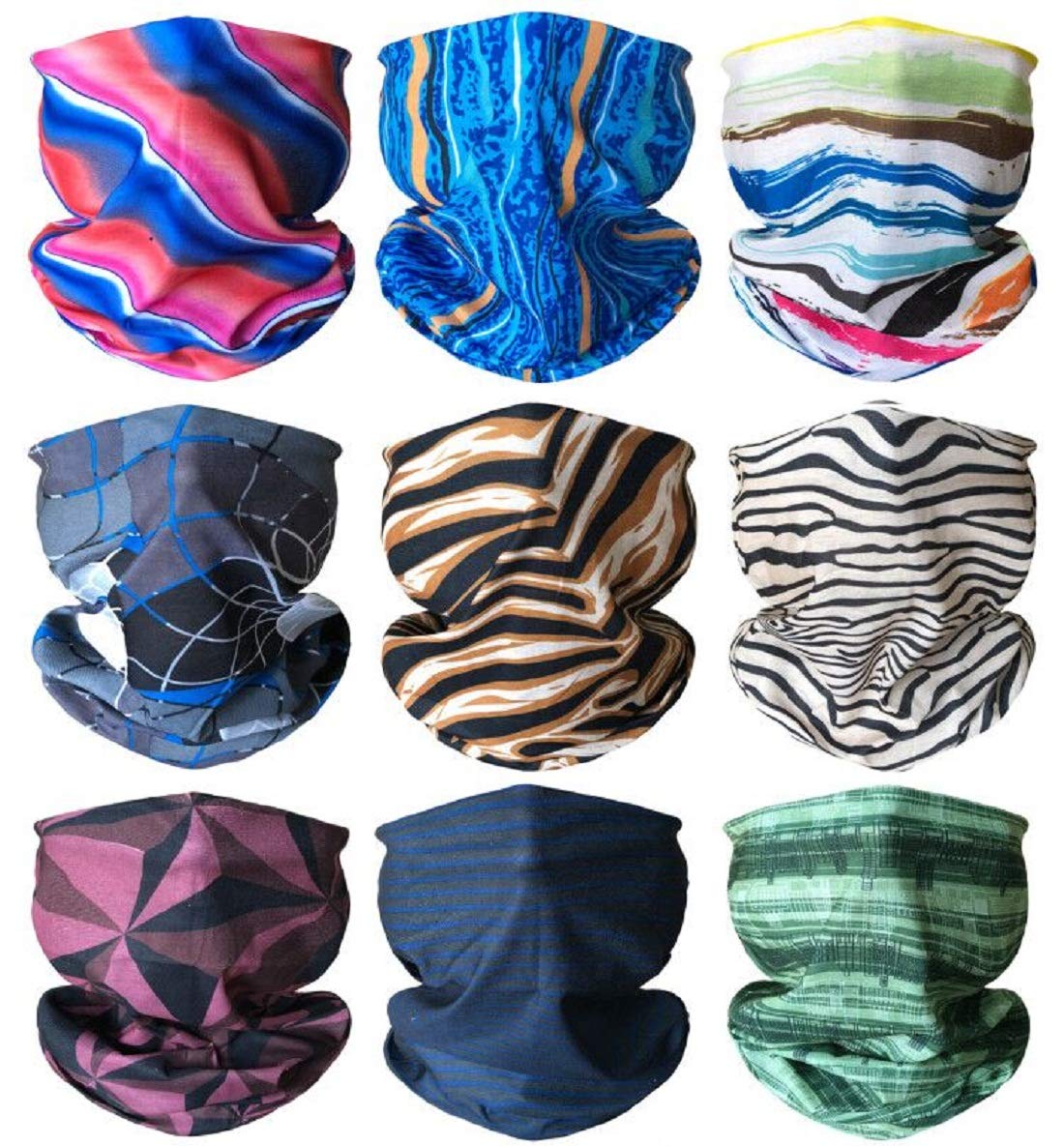 KINGREE9PCS Outdoor Headscarves, Womens and Mens Headband Headwear