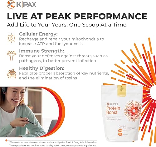 Miniatura 2 de KPAX Mezcla de proteínas inmunes, fórmula de apoyo mitocondrial + superalimento verde y probióticos vainilla 2 libras
