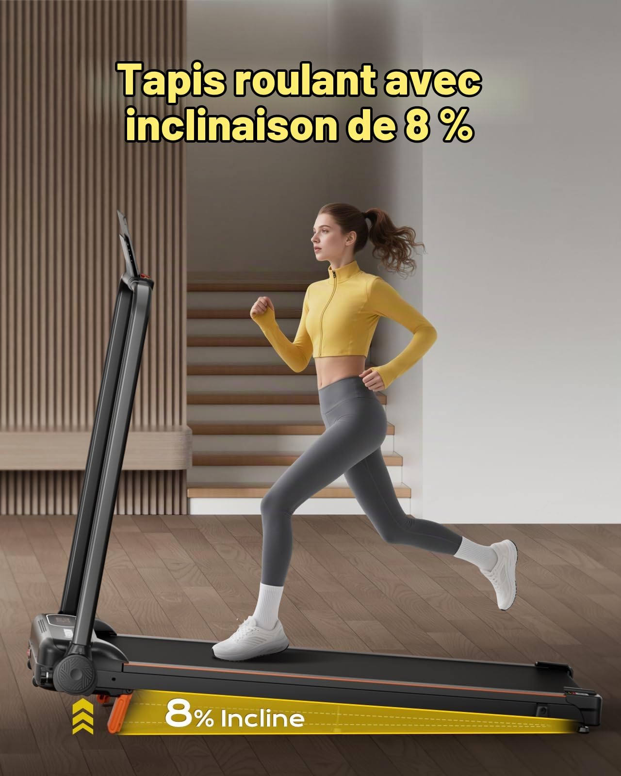 Abonow Tapis de Marche avec Inclinaison Manuelle 8%, Petit Tapis Roulant pour Maison, Tapis de Marche sous Bureau pour Bureau, Moteur 3.0HP 1-10km/h, Pliable, Écran LED, Télécommande Magnétique, sans