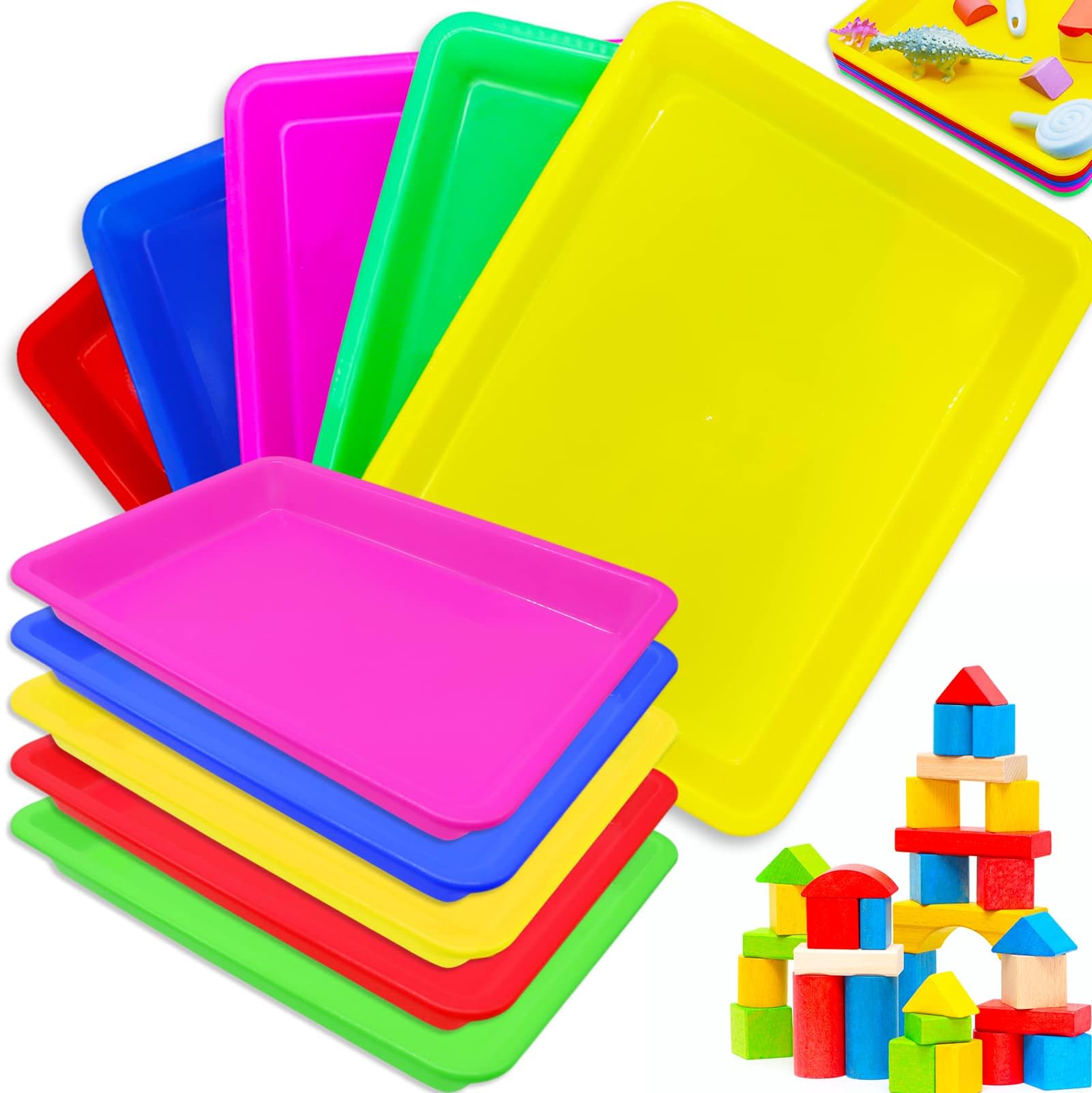 10 Pcs Activity Plastic Art Trays,Stackable Craft Tray,Flat Storage Tray,Serving