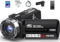 Peryoua 4K 80MP Camcorder: IR Night Vision, 18X Digital Zoom, Vlogging YouTube Camera with 32GB SD, 2 Batteries, Remote