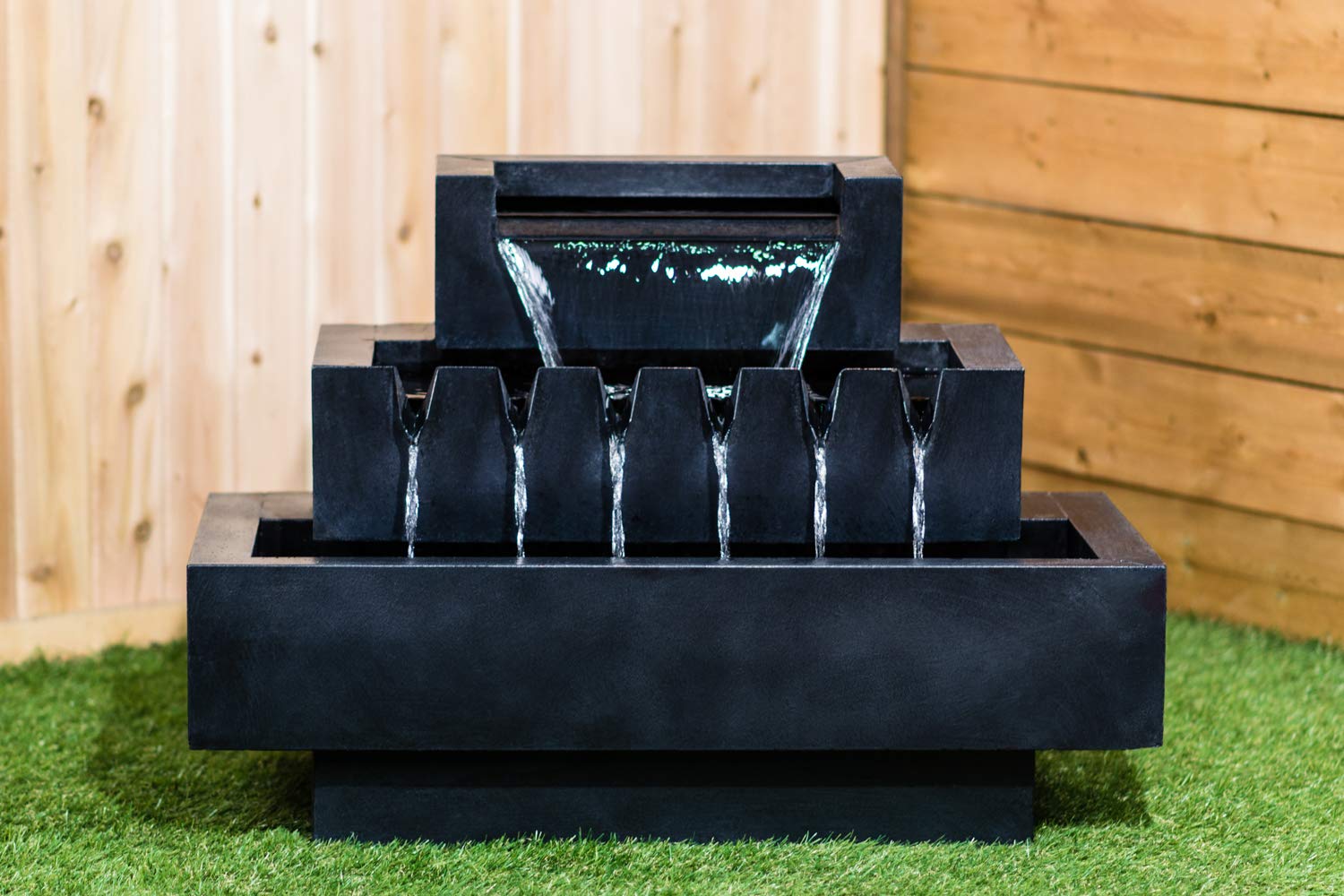 Hi-Line Gift Ltd 79532 Fountain-Zinc Metal Multi Level Rectangles, Multi