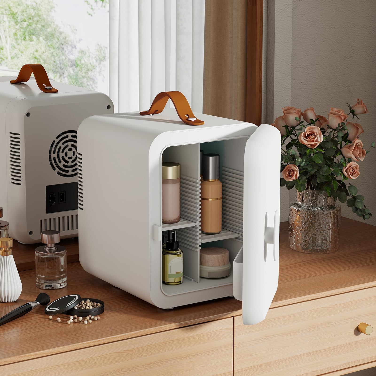 YU YUSING Nevera Pequeña 4L, Mini Nevera para Habitacion,con Estantes