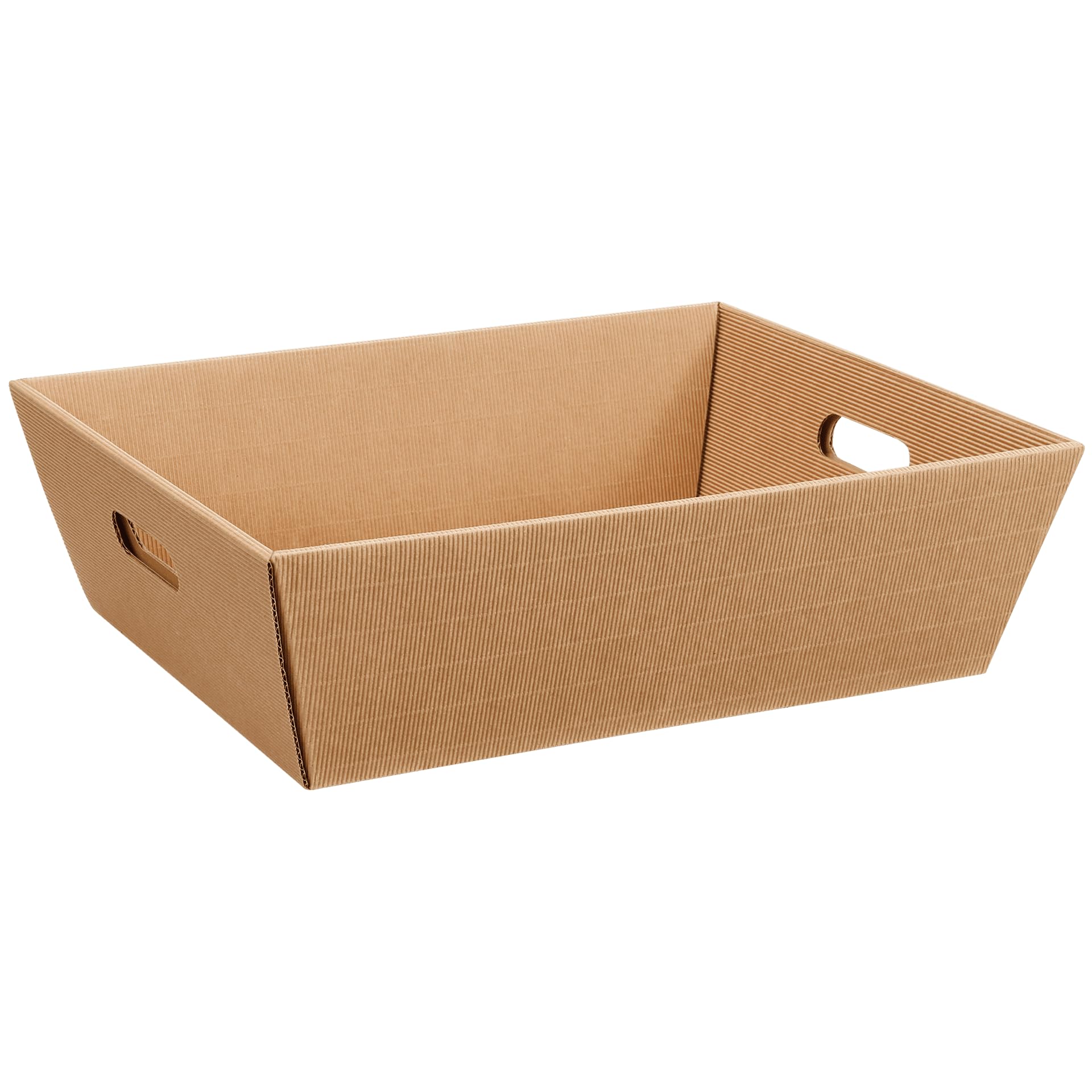 [BOXXCO] 25 Stück Präsentkörbe viereckig Wellenstruktur Natura Groß 376x286x129 mm - Leere Geschenkkörbe in Farbe Natur für individuelle Geschenksets