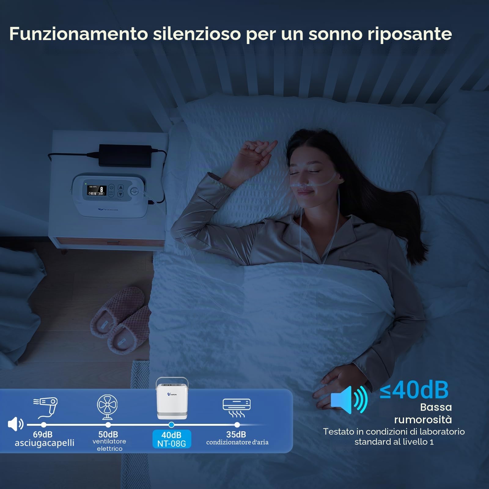 Concentratore di ossigeno mobile 1~8 L/min regolabile, 93% ±3% di ossigeno con batteria, Concentratore di ossigeno portatile, apporto di ossigeno a impulso