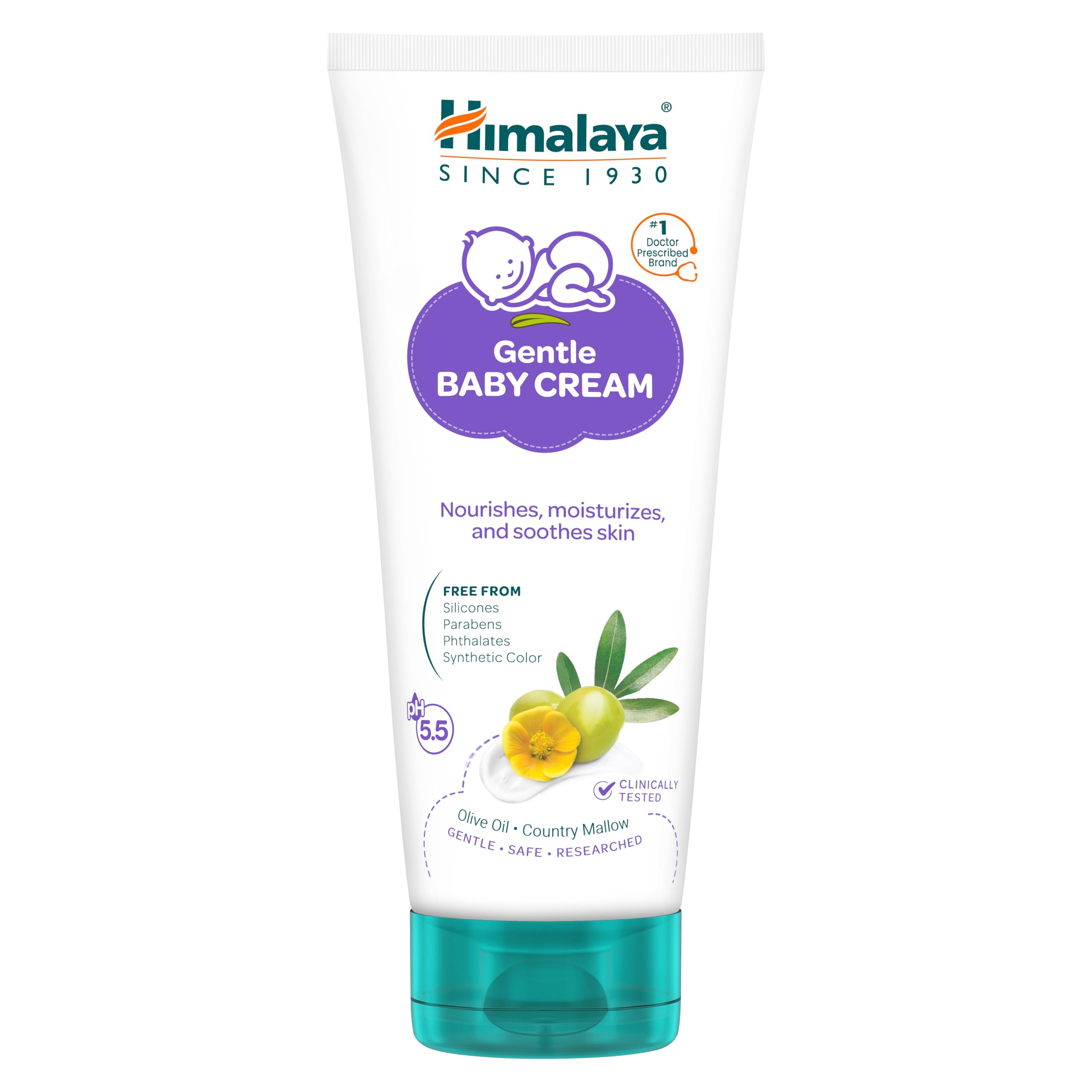 Himalaya Gentle Baby Cream 200ml | No.1 Doctor-Prescribed Brand | Nourishes & Extra Soft Skin | pH 5.5 Formulation | Safe for Newborns