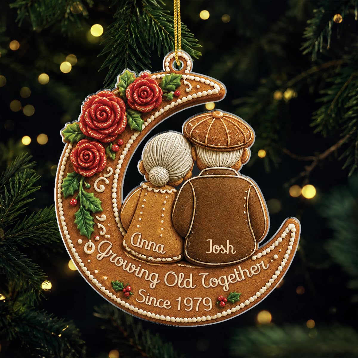Personal Chic Personalised Acrylic Ornament - Growing Old Together - personalised christmas ornaments, growing old together ornament, personalised christmas decorations