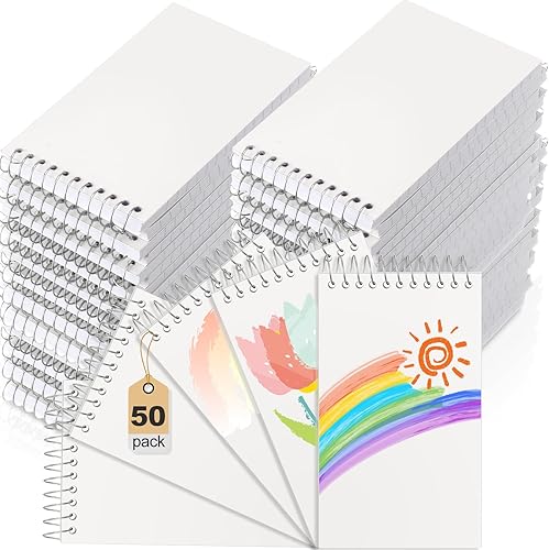 Cholemy Paquete de 50 cuadernos pequeños de 3 x 5 pulgadas, cuadernos pequeños de bolsillo, mini cuadernos de bolsillo, mini cuadernos en espiral,