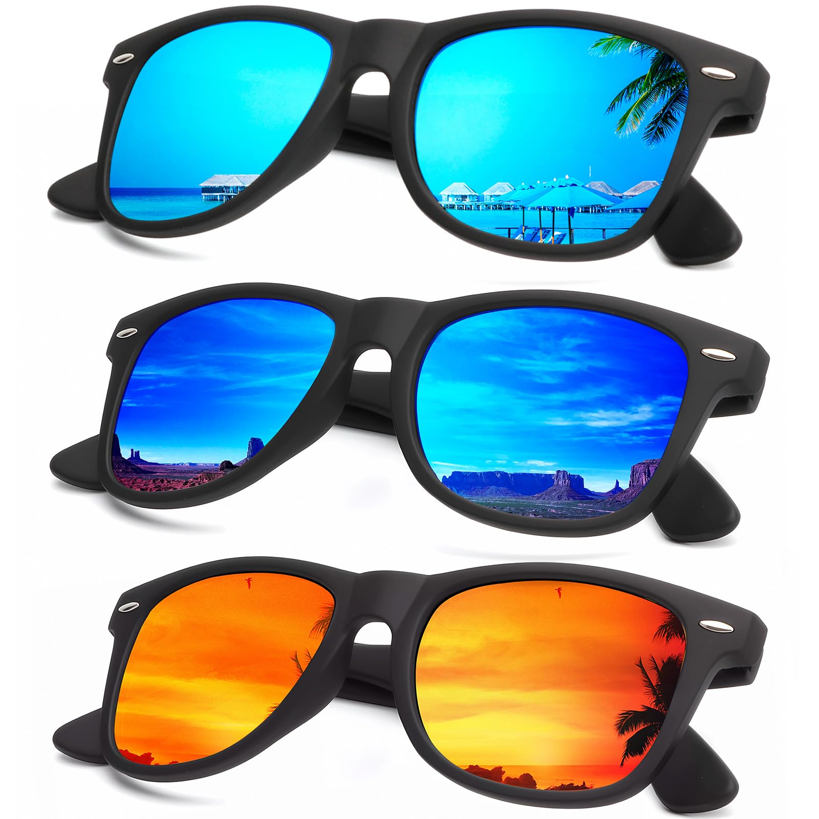 KALIYADI Sunglasses Men Polarized Sunglasses for Men Women Unisex Semi-Rimless Frame Retro Driving Sun Glasses UV Blocking