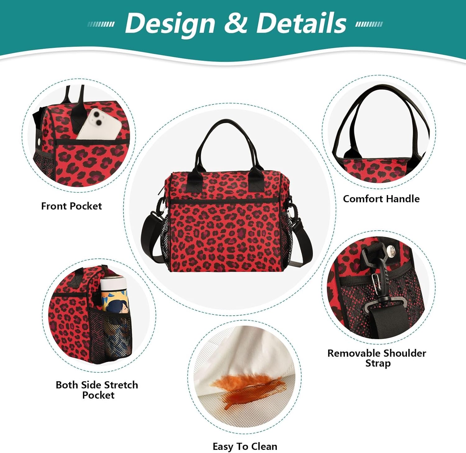 Large Lunch Bag, Insulated Lunch Box Portable Cooler Bag Tote Bag for Students Adults School Office Picnic Hiking