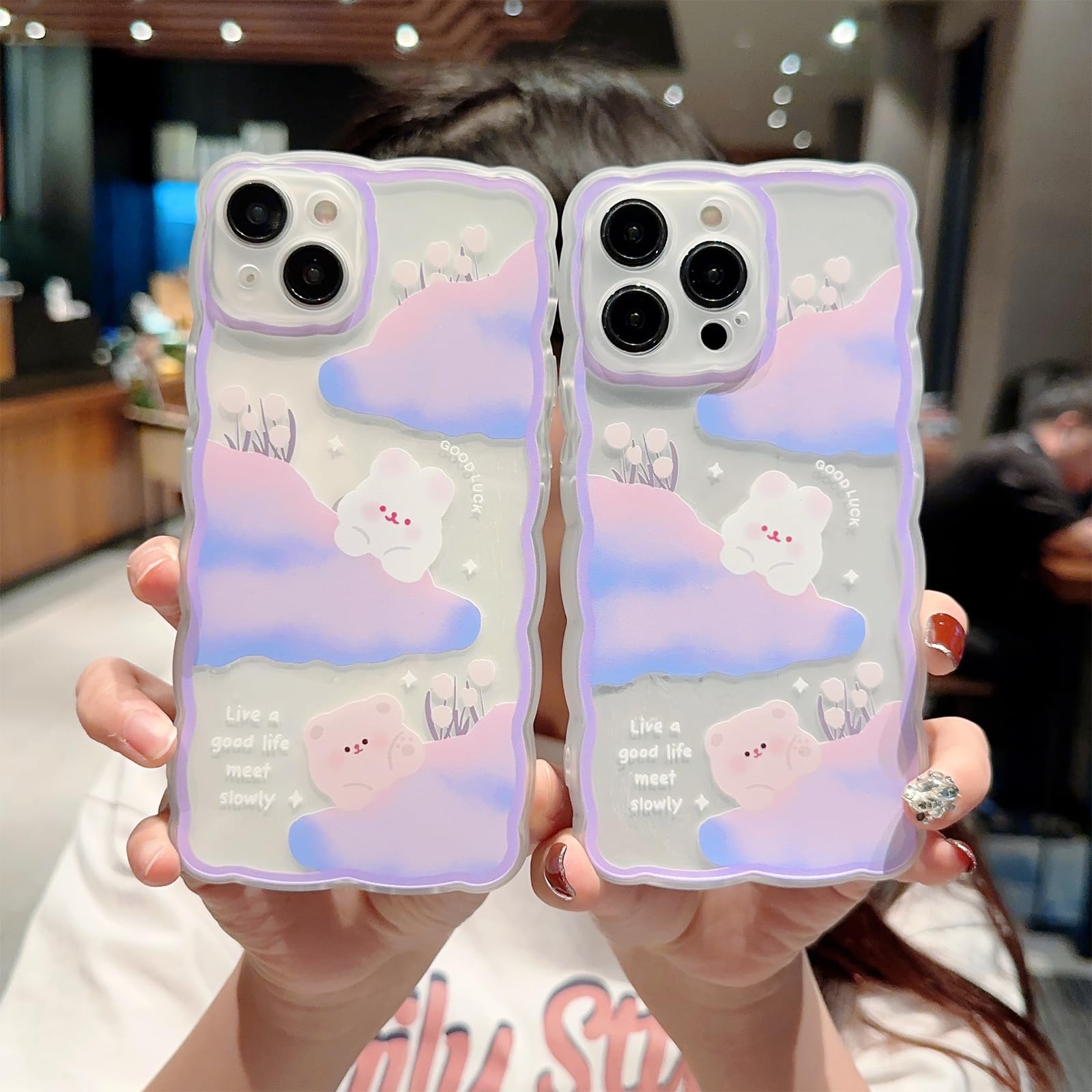 UnnFiko – Custodia Trasparente Per IPhone 15 Pro Con Orsetti Kawaii In 3D – Morbida E Protettiva, Design Divertente