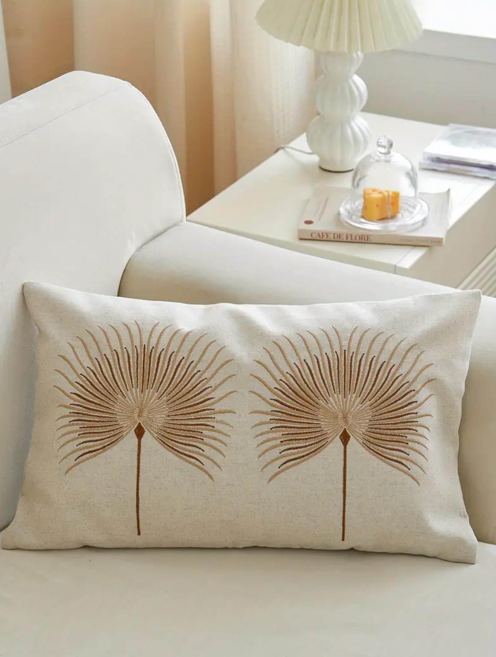 ZUODUTEX Palm Leaf Cushion Cover, Brown, 30x50cm (12x20 Inch) — image 1