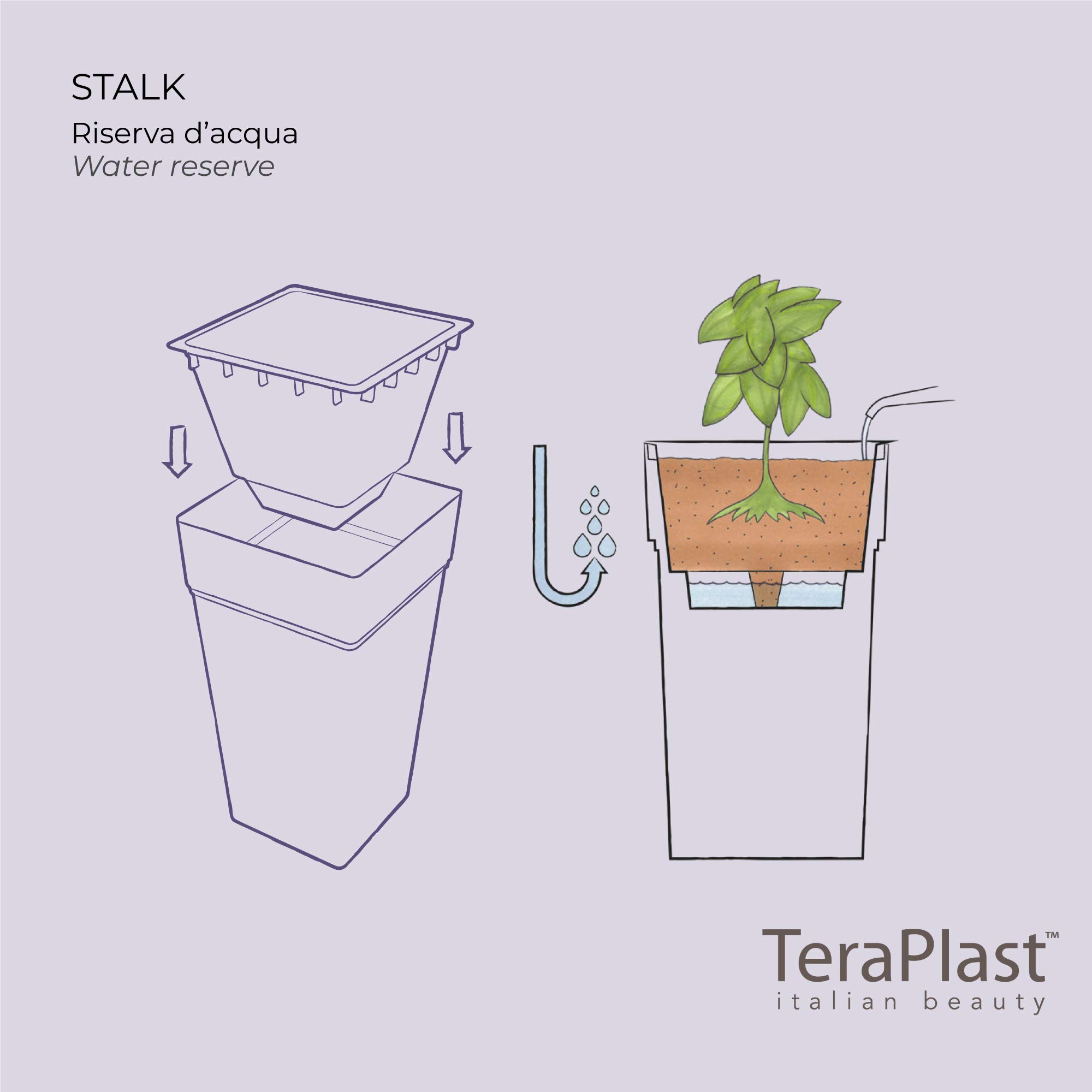 Teraplast Stalk Altezza 80cm - Vaso Alto Da Esterno E Da Interno In Plastica Opaca, Colore Bianco, 100% Riciclabile Con Riserva D'Acqua. Portavaso Alto A Base Circolare.