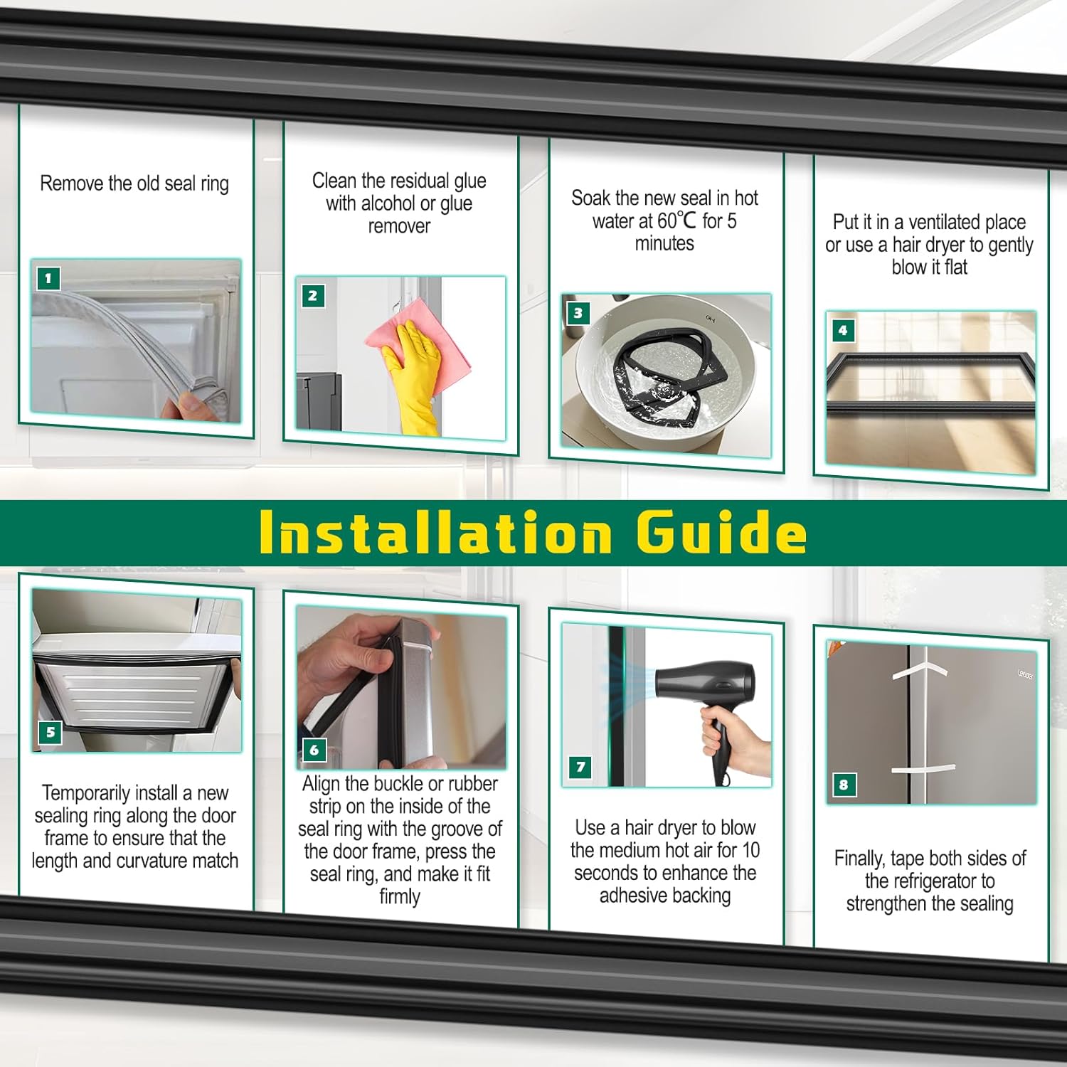 UPGRADED 241786009 241786013 Refrigerator Door Gasket Replacement Compatible with Frigidaire, Kenmore, Crosley Refrigerators Parts, Replaces 241786005 Side-By-Side Refrigerator Fresh Food Door Seal