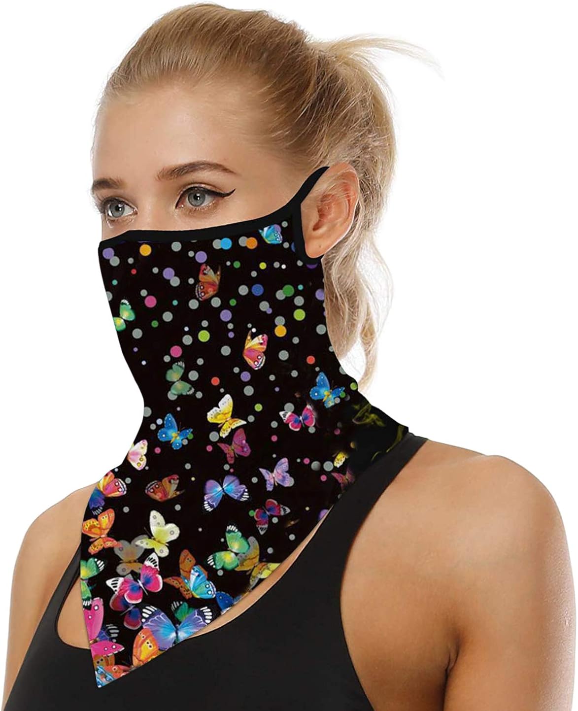 Muryobao Men Women Face Scarf Bandana Ear Loops Stylish Face Balaclava Neck Gaiters for Dust Wind Motorcycle Outdoors