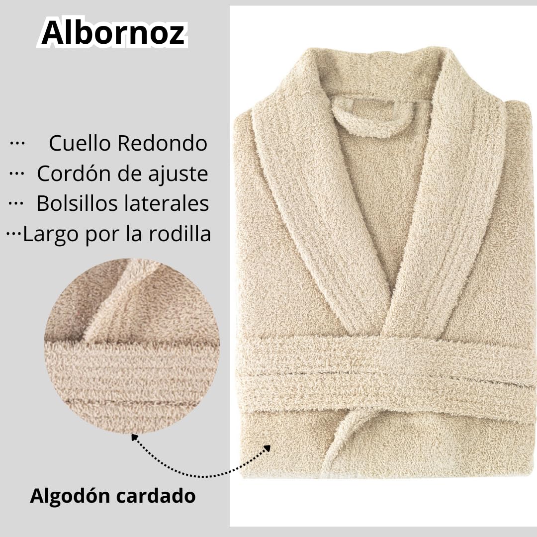 NH NOVOTEXTIL HOGAR Albornoz 100% Algodón Cardado 450gr/m2 Unisex Ultra Suave Absorbente Secado Rápido