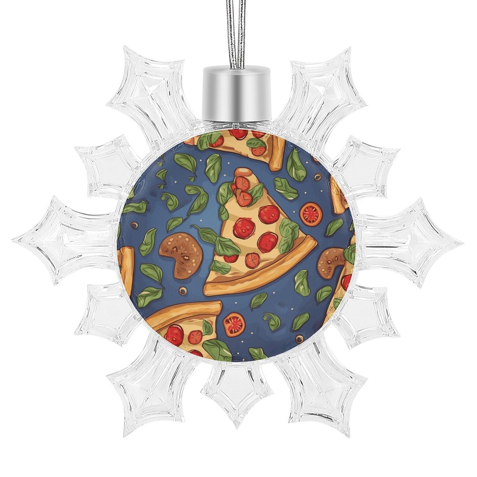 Pizza Snowflake Decorations, Winter Snowflake Ornaments Christmas Party Decorations Christmas Tree Decorations for Xmas Tree Winter New Year Party Supplies