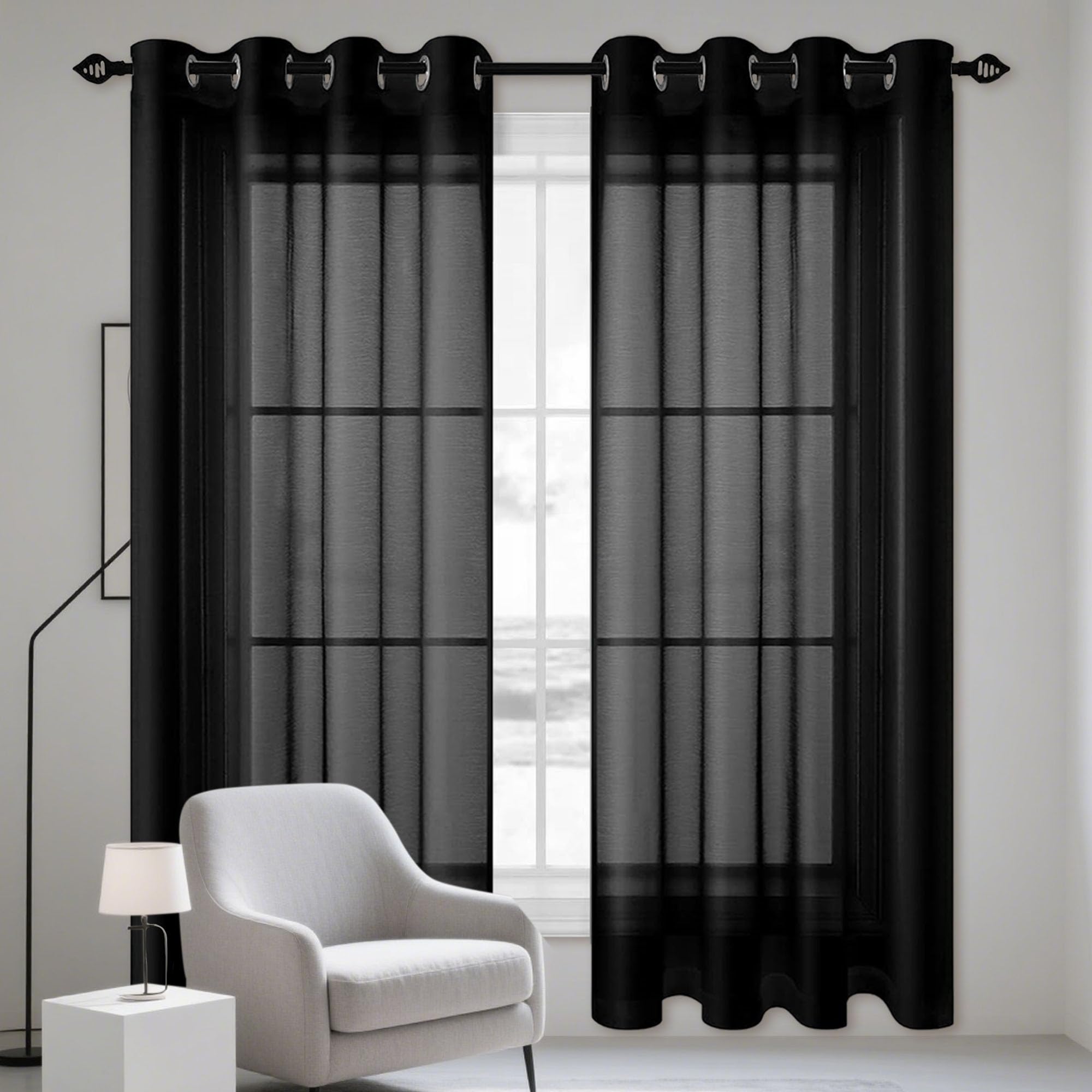 Rideaux voilage transparent 100x200 souple salon cuisine balcon