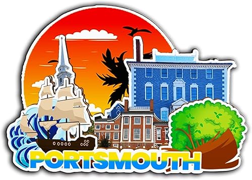 Portsmouth New Hampshire - Imán de madera para nevera, monumentos en 3D, recuerdos coleccionables, decoración hecha a mano -2874
