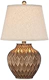 Table Lamp 22" High Warm Bronze w/ Tapered Fabric Drum Shade