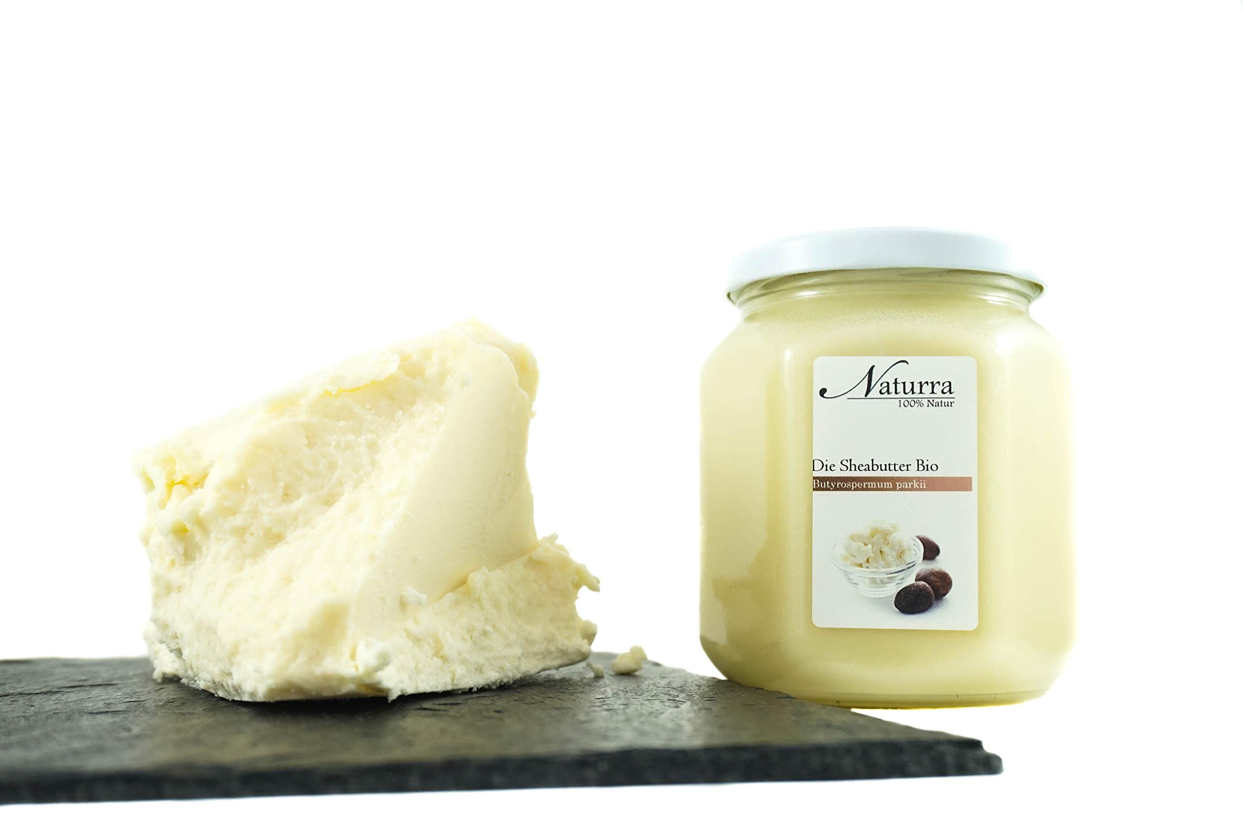 Bio Sheabutter unraffiniert kaltgepresst Glastiegel 480g Rohware frisch