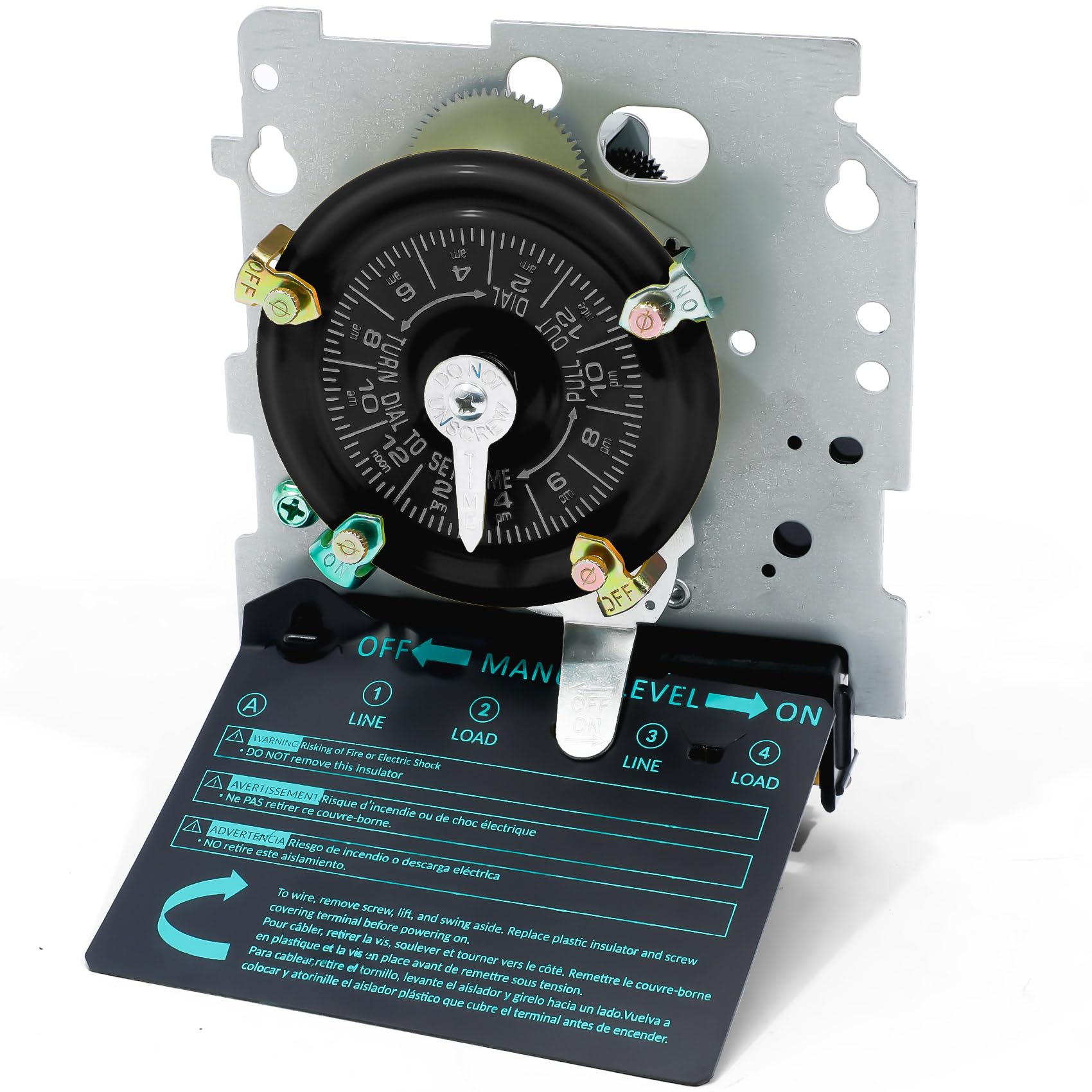 T104M Mechanischer Zeitschalter-Mechanismus, 208–277 VAC, 5 PS, 40 A DPST-Zeitschaltuhr, robuster elektromechanischer Außen-Timer, 24 Stunden 12 Ein/Aus