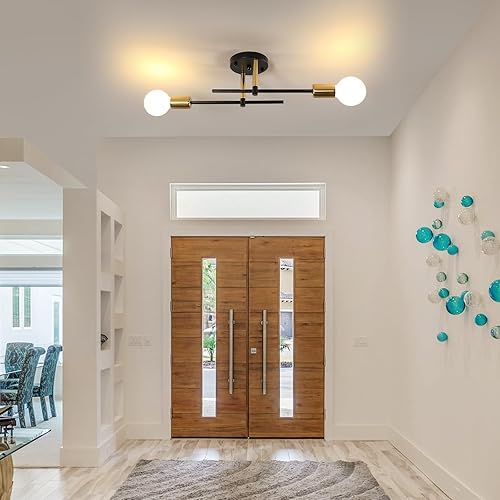 Miniatura 5 de Sputnik - Lámpara de techo semiempotrada con 2 luces Sputnik para dormitorio, comedor, baño, pasillo, sala de estar