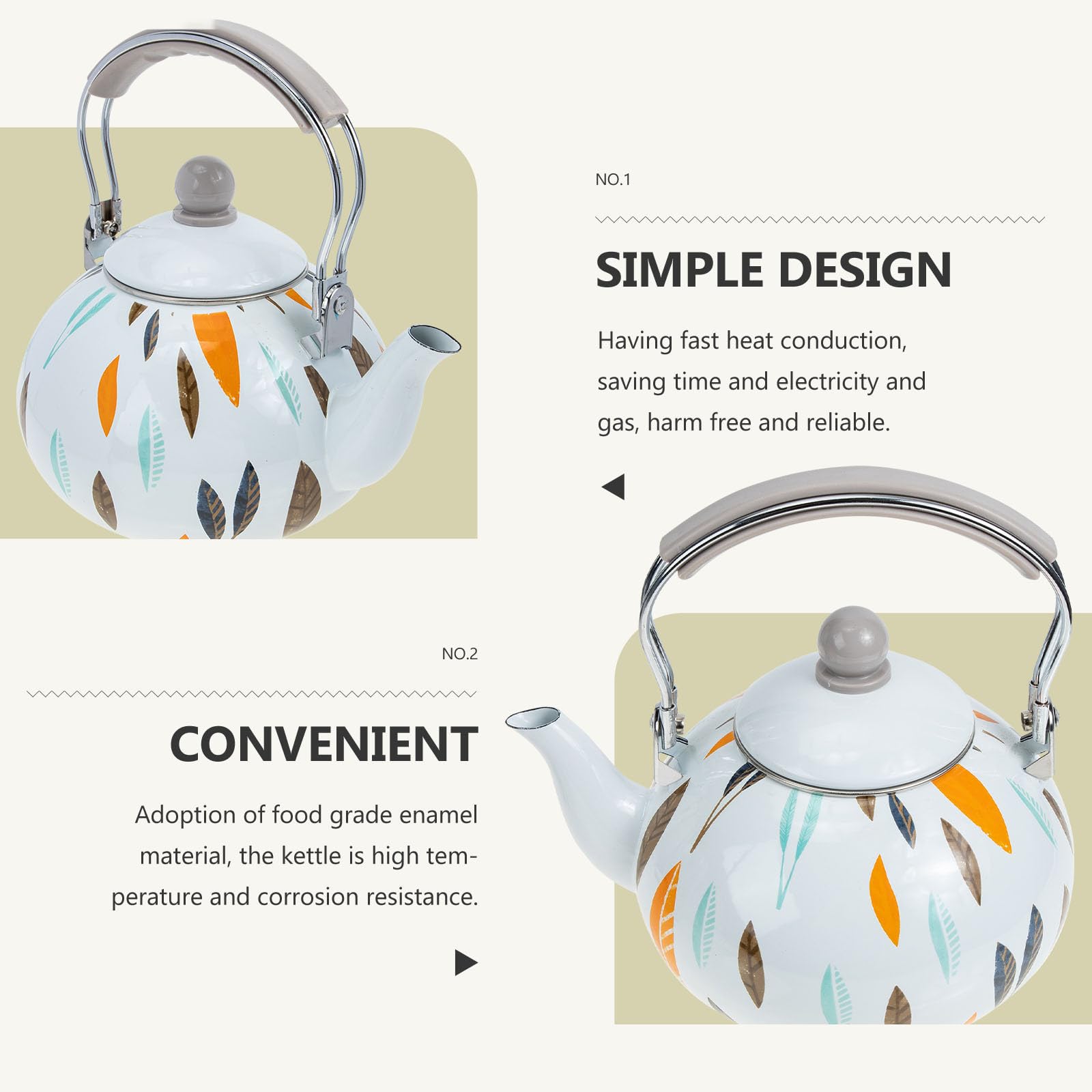 CHILDWEET Tetera Esmaltada de 3l Mango Cómodo y Diseño Vintage para Cocina de Inducción y Uso Doméstico, Hervidor Rápido y Seguro contra Quemaduras