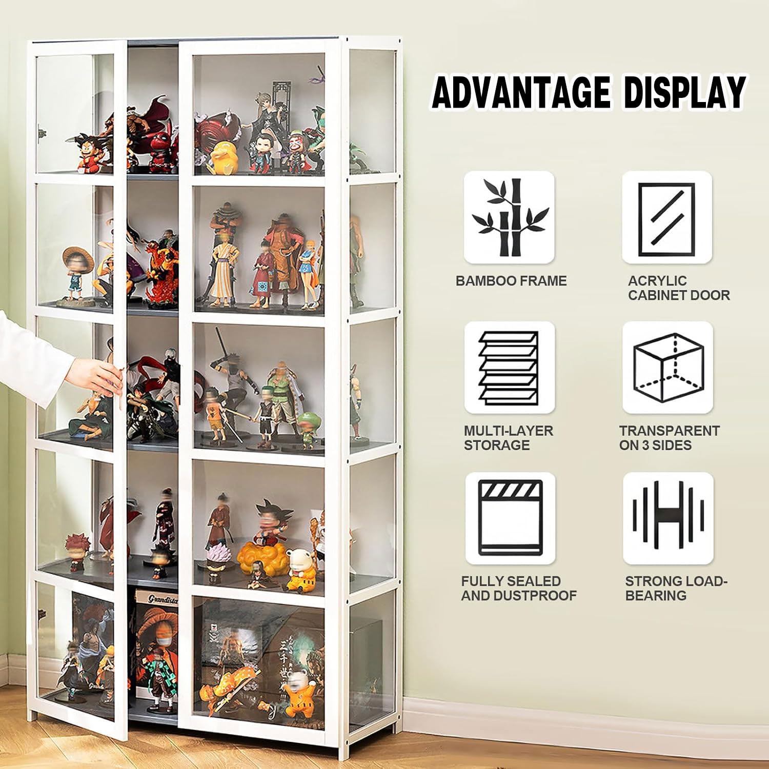 Acryl-Vitrine mit zwei Türen, versiegelt und staubdicht, vielseitige Vitrine für verschiedene Szenen