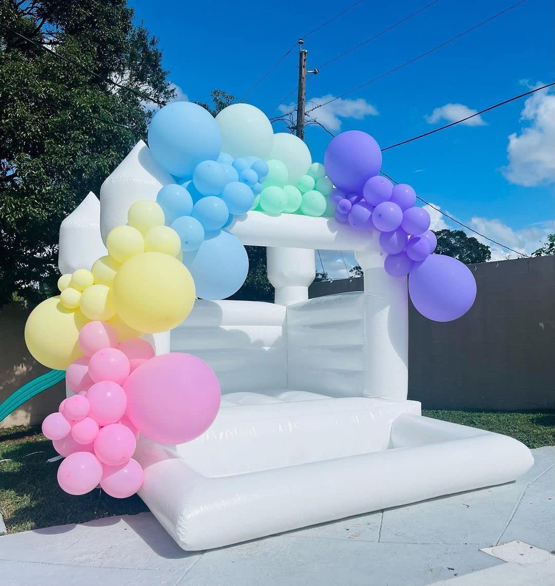 Mini White Bounce House Inflatable Jumping Bed for Kids(10x8ft)
