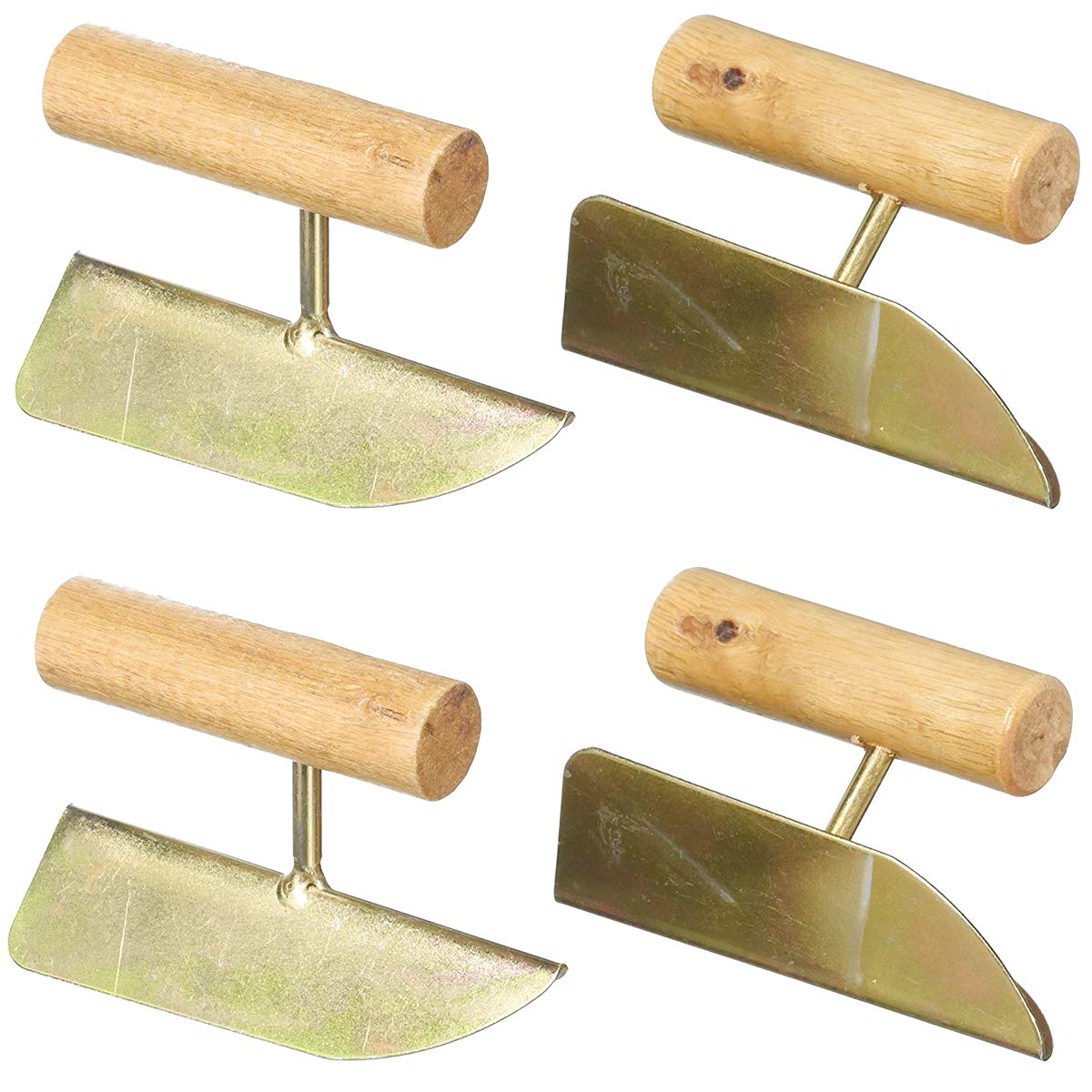 NGe 2 Set 5 inch Inside Corner Trowel and Outside Corner Trowel, with Wooden Handle, Finishing Color Zinc-Plated