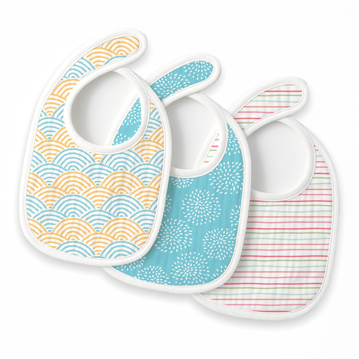 TIDY SLEEP Muslin Pure Cotton 3 Layer Baby Bibs, Ultra Soft Skin Friendly Pure Cotton Baby Bibs Assorted Colour