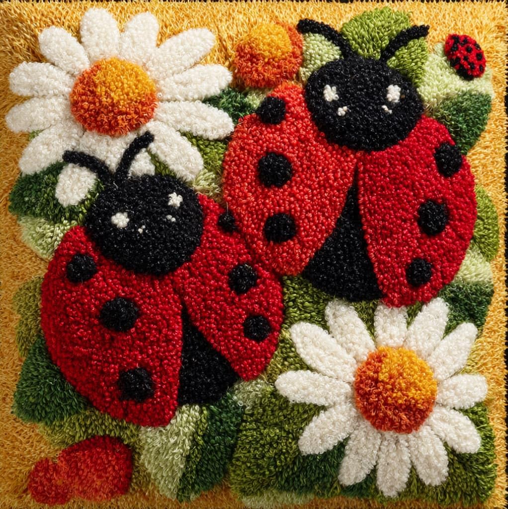 AxiangziK Latch Hook Kits for Adults,Ladybugs and Flowers