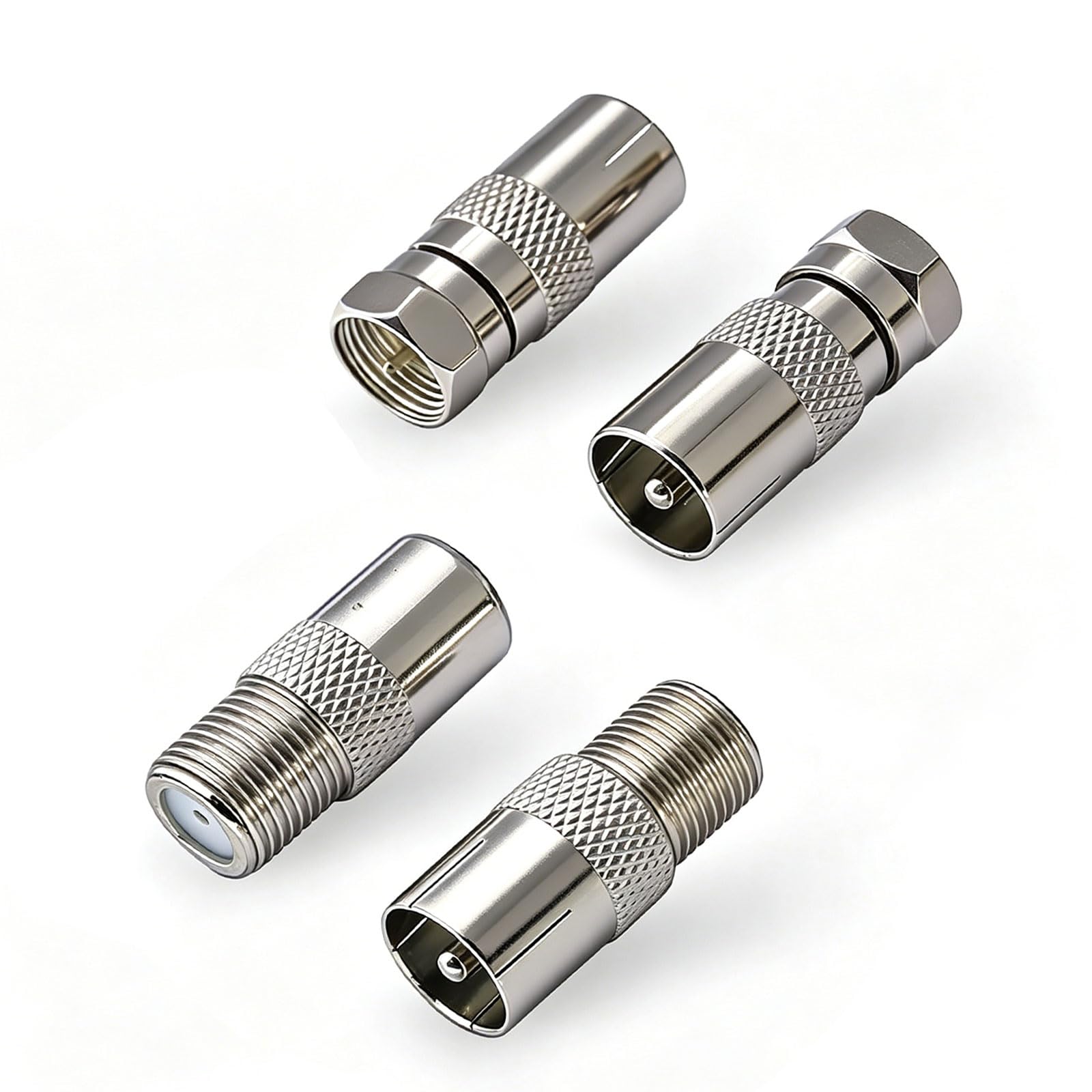 SEYUGOPTI 4 Stück F-Typ Koaxialadapter-Set, TV Luftadapter,