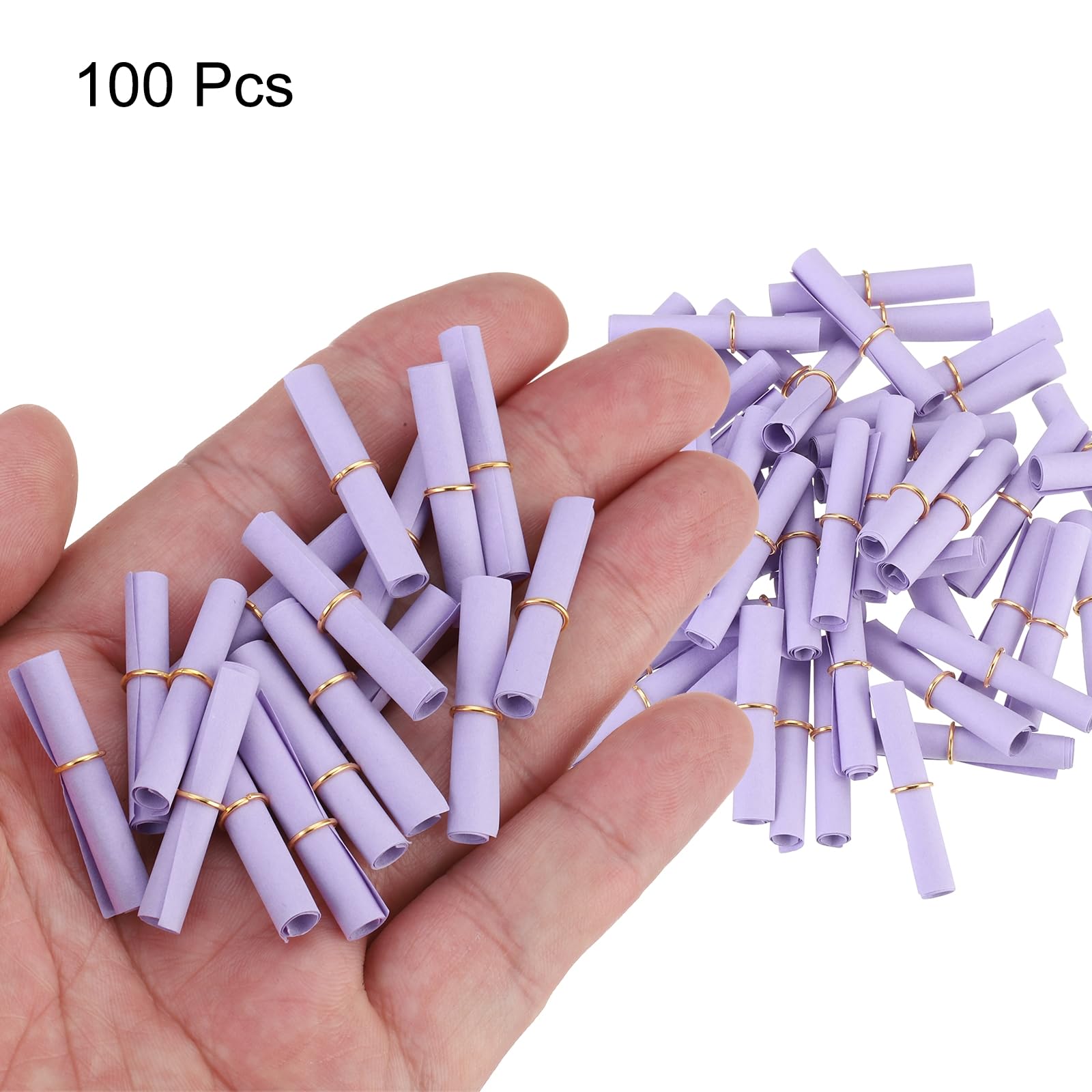 QUARKZMAN Mini Rollos de Papel de Mensaje Vintage, 100 piezas Papel de Mensaje de San Valentín, Rollo de Papel de Deseos de Suerte para Fiesta de Cumpleaños, Morado