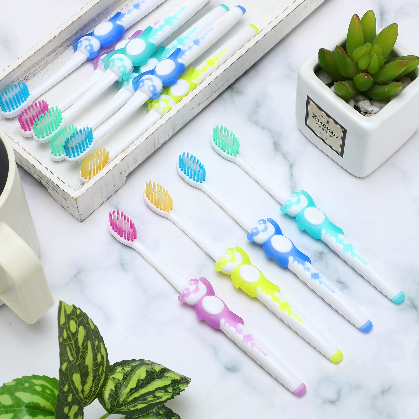 300 spazzolini da denti per bambini confezionati singolarmente, morbidi spazzolini da denti a forma di panda, spazzolini da denti da viaggio per bambini, con setole morbide e manico in gomma, per