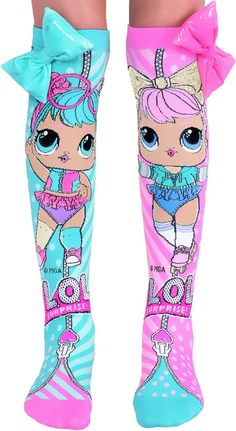 MADMIAL.O.L Surprice Bonbon & Dawn Socks, Cute Knee-High Socks With Custom Made Pink And Blue Bow At The Top!