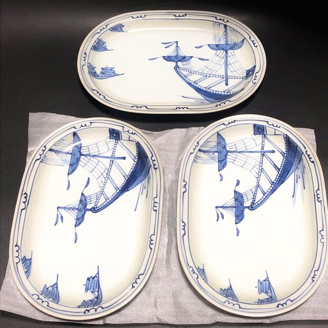 骨董　アンティーク　古伊万里　染付　松竹梅図　長方皿　長皿　鮎皿　向付 骨董 アンティーク 古伊万里 染付 松竹梅図 長方皿 長皿 鮎皿 向