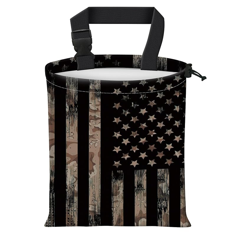 Lixeira automotiva suspensa grande AFYEWKC em poliéster impermeável com cordão, estampa Cool American Flag