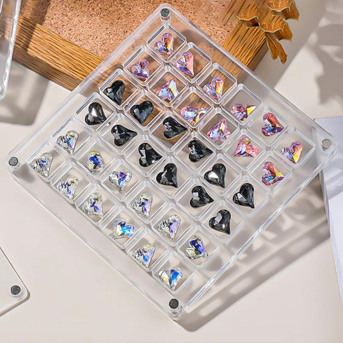 Vordpe Boîte De Rangement Magnétique En Acrylique 100 Compartiments Pour Coquillages, Diamants Et Pierres Précieuses