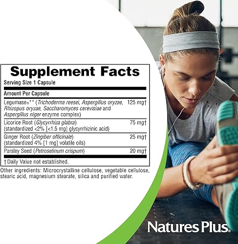 Miniatura 4 de Natures Plus Di sí a los frijoles complejo enzimático  Suplemento natural de enzimas alimentarias para alivio de gases, ayuda digestiva  60 cápsulas