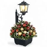 PASAMIC 2 in 1 Outdoor Flower Pots for Real or Fake Flowers, Solar Lamp Post Lights - Wall Mount or Freestanding, Waterproof Decorative Lamp for Lawn, Patio, Front/Back Door