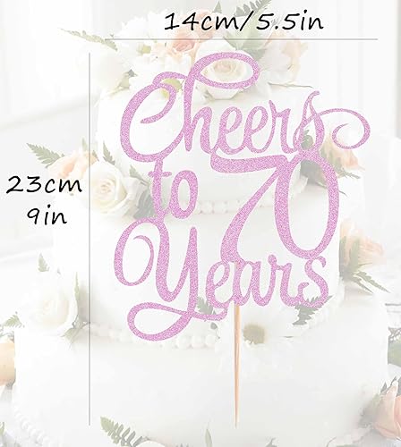 Miniatura 17 de Decoración para tartas de Cheers to 70 Years – Suministros de decoración de pasteles de cumpleaños 70 con purpurina dorada, perfecto para 70