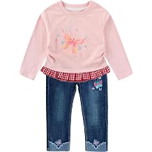 Peacolate 2-7T Spring Fall Little Girls 2pcs Clothing Set Pink T Shirt and Jeans