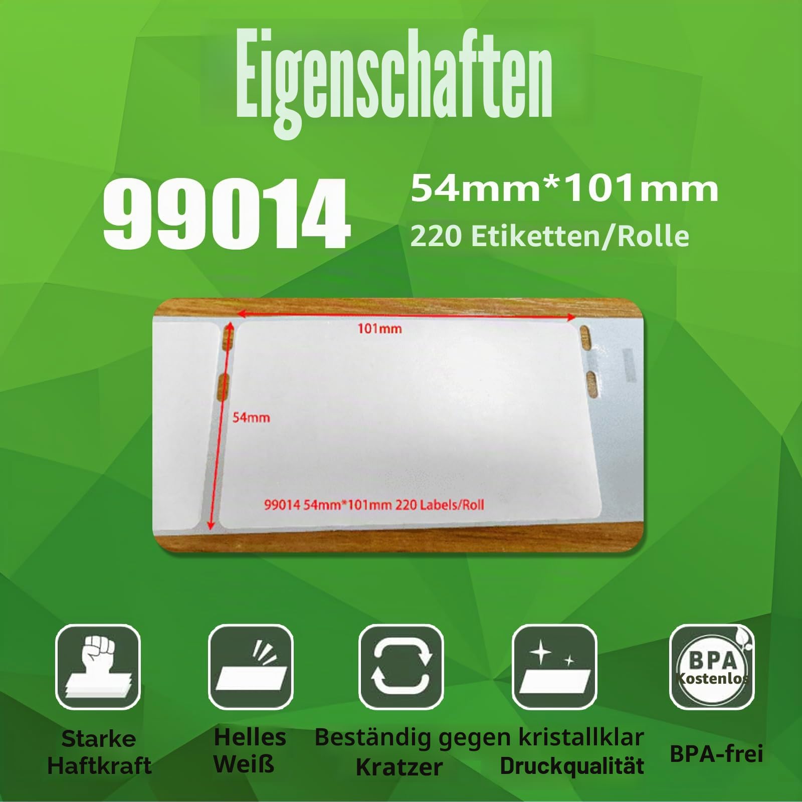 Printing Pleasure 20 x 99014 für LabelWriter & Seiko 54mm x 101mm | 220 Stück | Versand-Etiketten | Namensschild-Etiketten, 99014 (54mm x 101mm), 99014 54mm x 101mm, 20x etikettenrolle