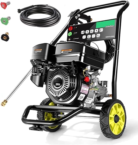 Homdox Lavadora a presión de gas 4000PSI 2.6GPM Lavadora a gas 208CC Lavadora eléctrica a gas con manguera de 25 pies, lavadora a presión de