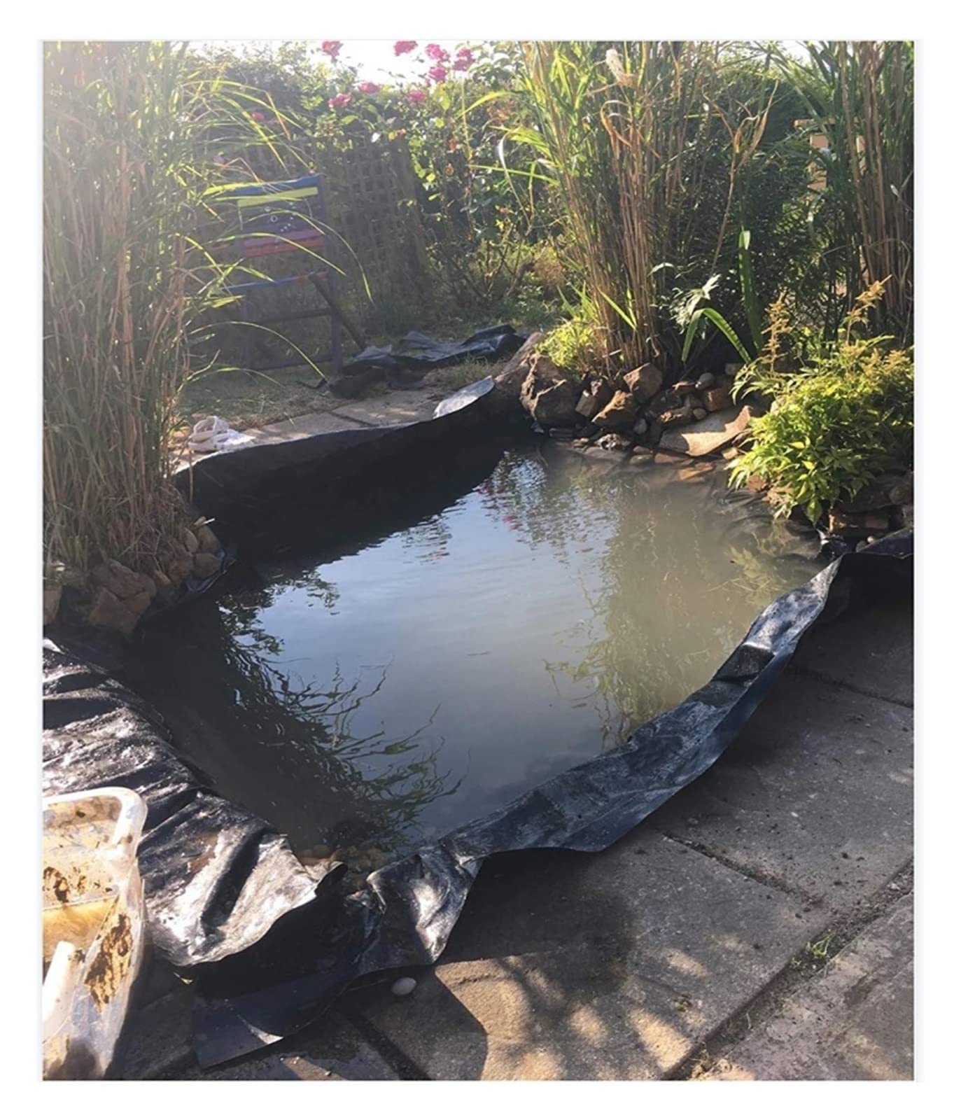 Bâche pour bassin durable en caoutchouc PEHD noir pour fontaines et jardins