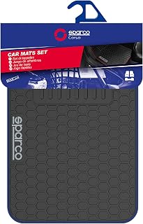SPARCO SPF500BL Universal-Fußmatten mit hinterem Steg, Farbe: Schwarz/Blau, 3 Stück