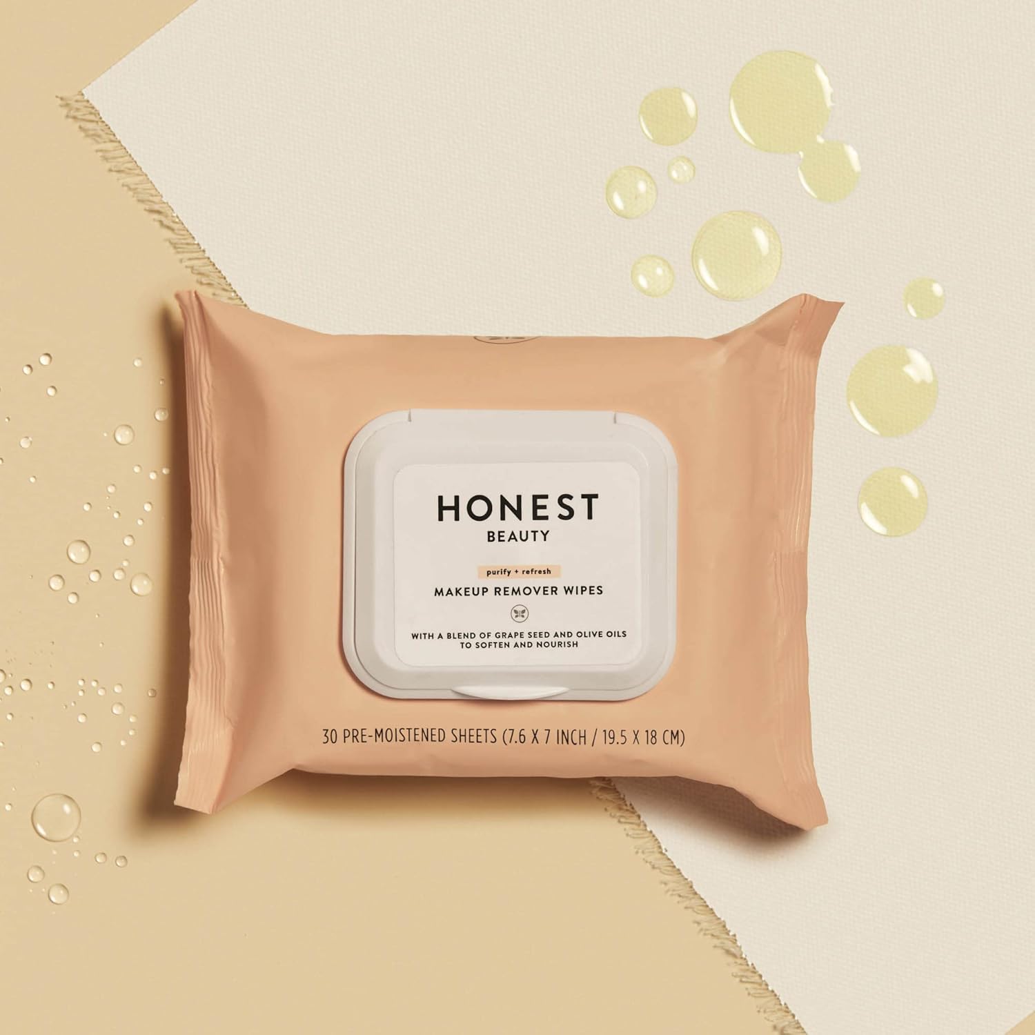 Honest Beauty Makeup Remover Wipes with Grape Seed & Olive Oils | Paraben Free, Synthetic Fragrance Free, Dermatologist Tested, Cruelty Free | 30 Count : Everything Else