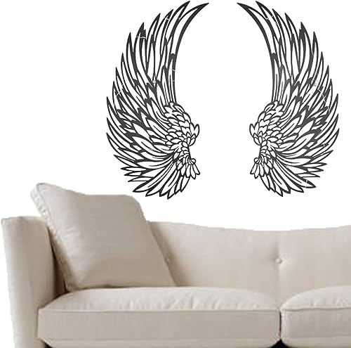Miniatura 3 de Hermosa decoración de pared de alas de ángel, estatua de arte estético con alas de ángel negras, decoración de pared, escultura de pared, alas